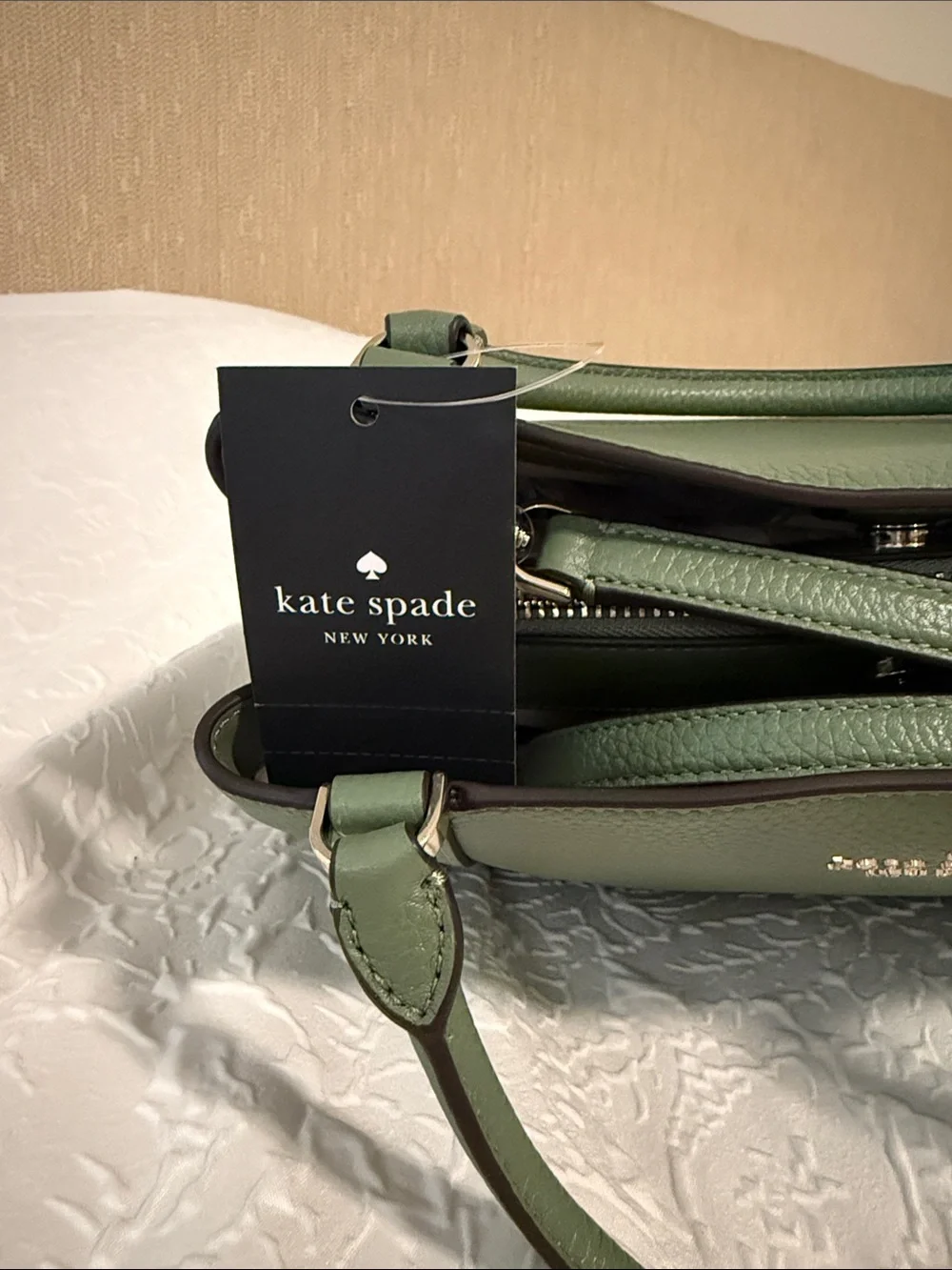 Kate Spade Green Pebbled Leather Shoulder Bag with Gold Hardware